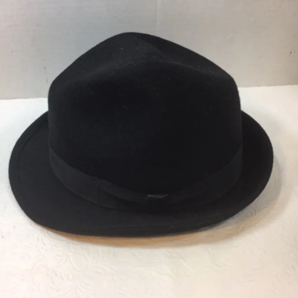 Dockers Stylish Black Wool Hat w/ Grosgrain Ribbon S/M